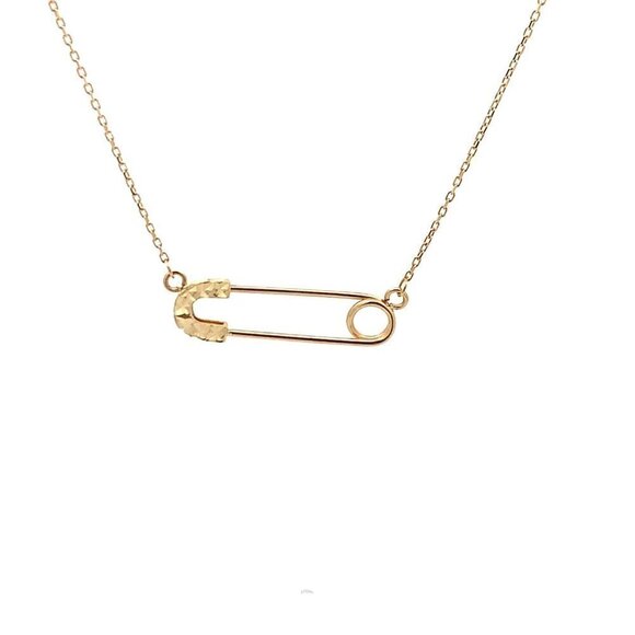Unbranded Jewelry - 18K Yellow Gold Necklace Chain Pendant Pin 16.5 inches with one inch extension 2
